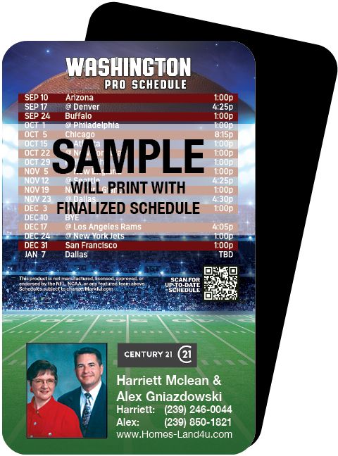 Magnetic Business Card Real Estate Football Schedules  |Realtor Tools
